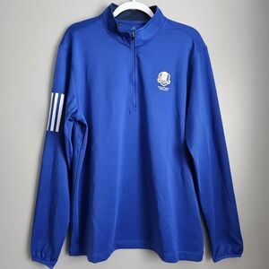 Adidas 3-Stripes Double Knit Quarter-Zip Pullover 2020 Whistling Heights Blue